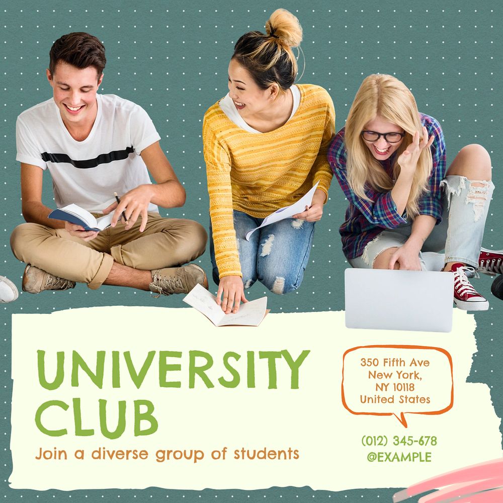 University club Instagram post template, editable text