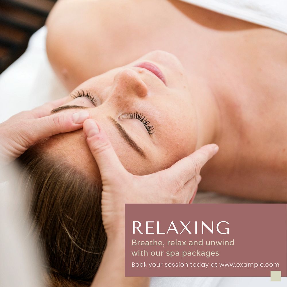 Relaxing spa Instagram post template, editable text