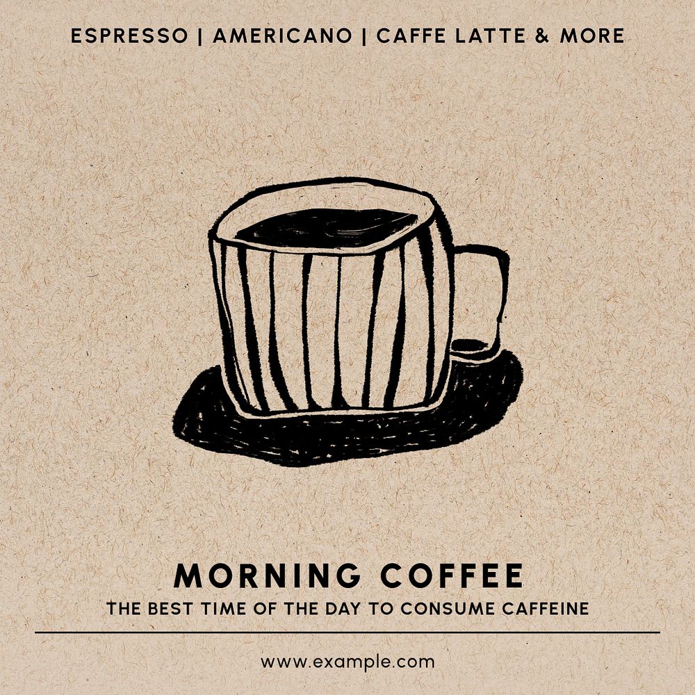 Morning coffee  Instagram post template, editable text