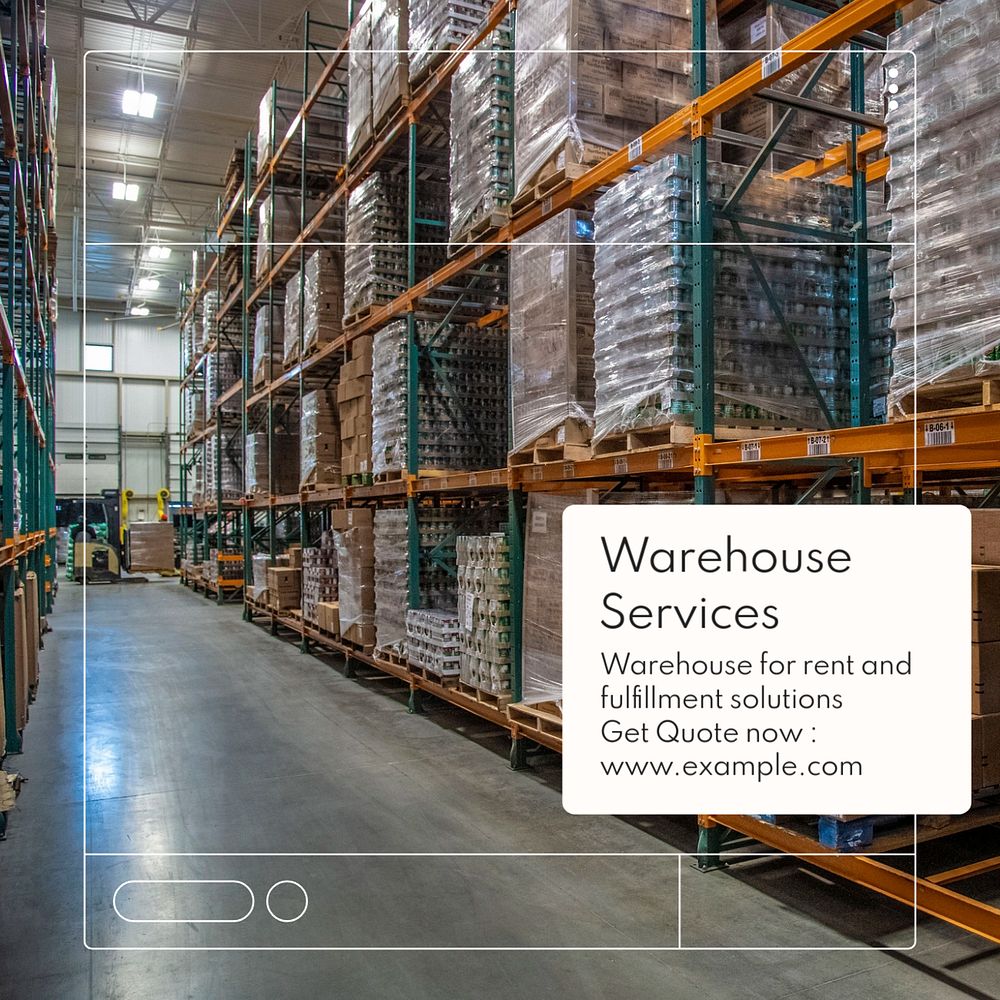 Warehouse services Instagram post template, editable text