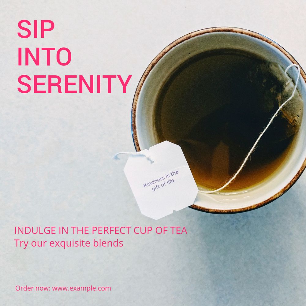 Tea blends Instagram post template, editable text