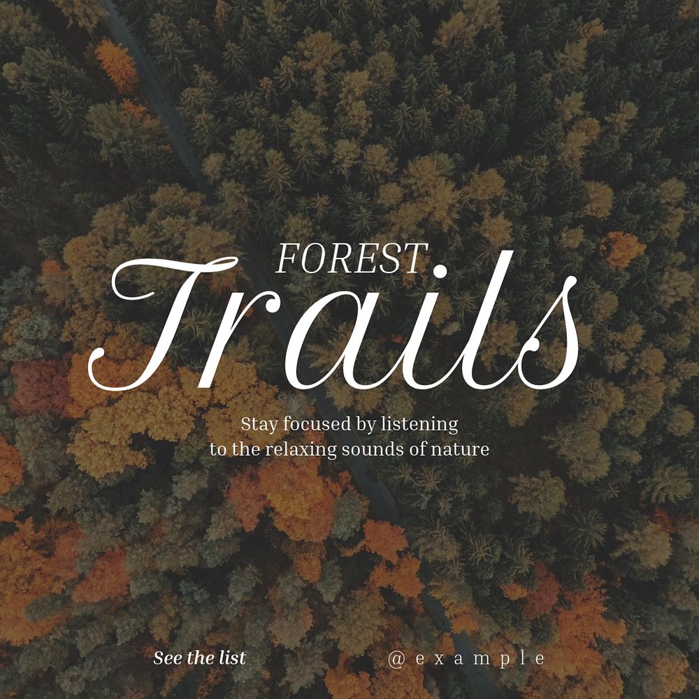 Forest trails Instagram post template, editable text