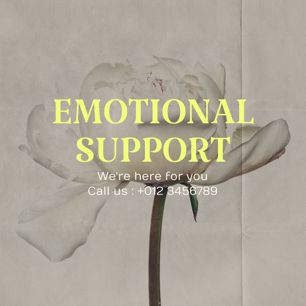 Emotional support Instagram post template, editable text