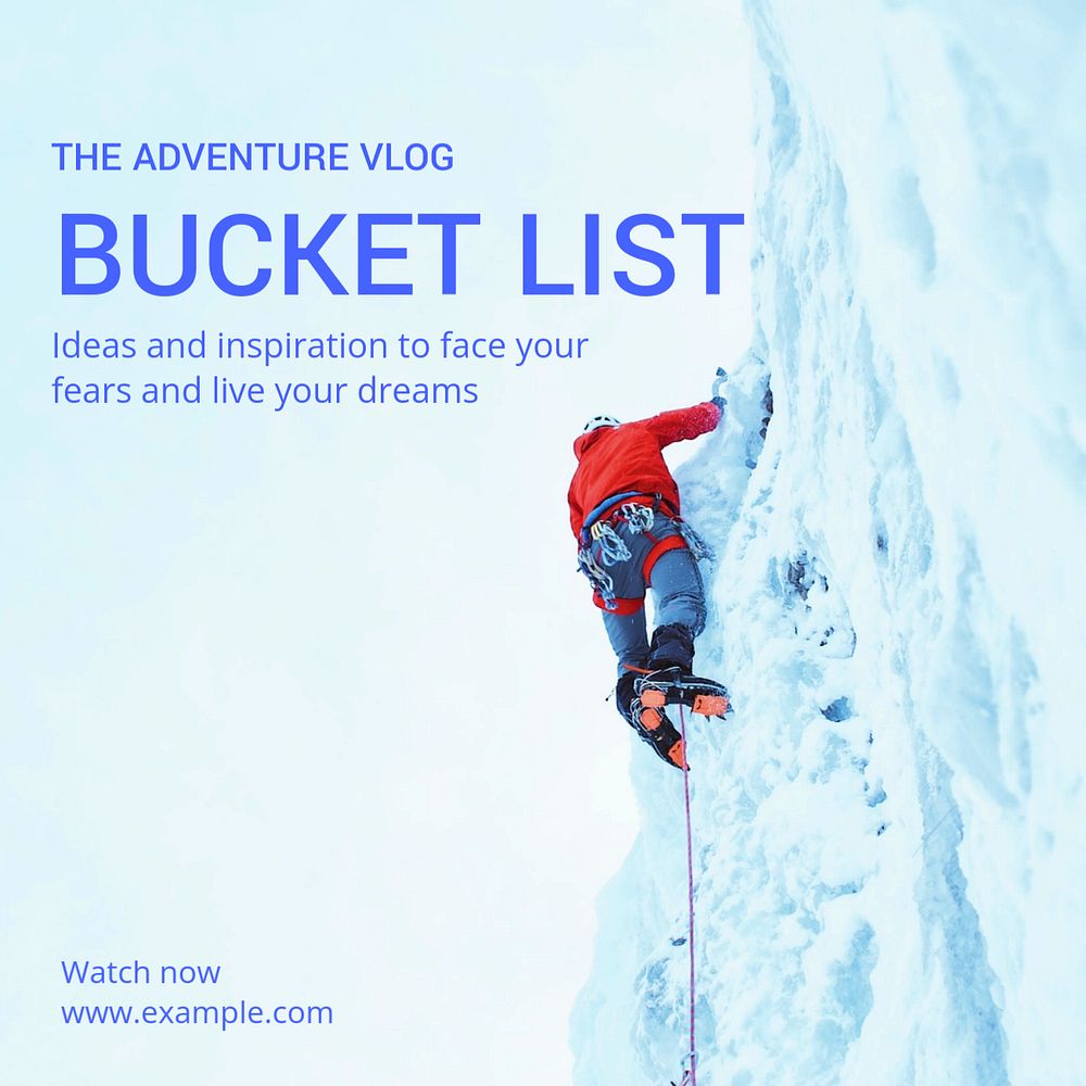 Bucket list Instagram post template, editable text