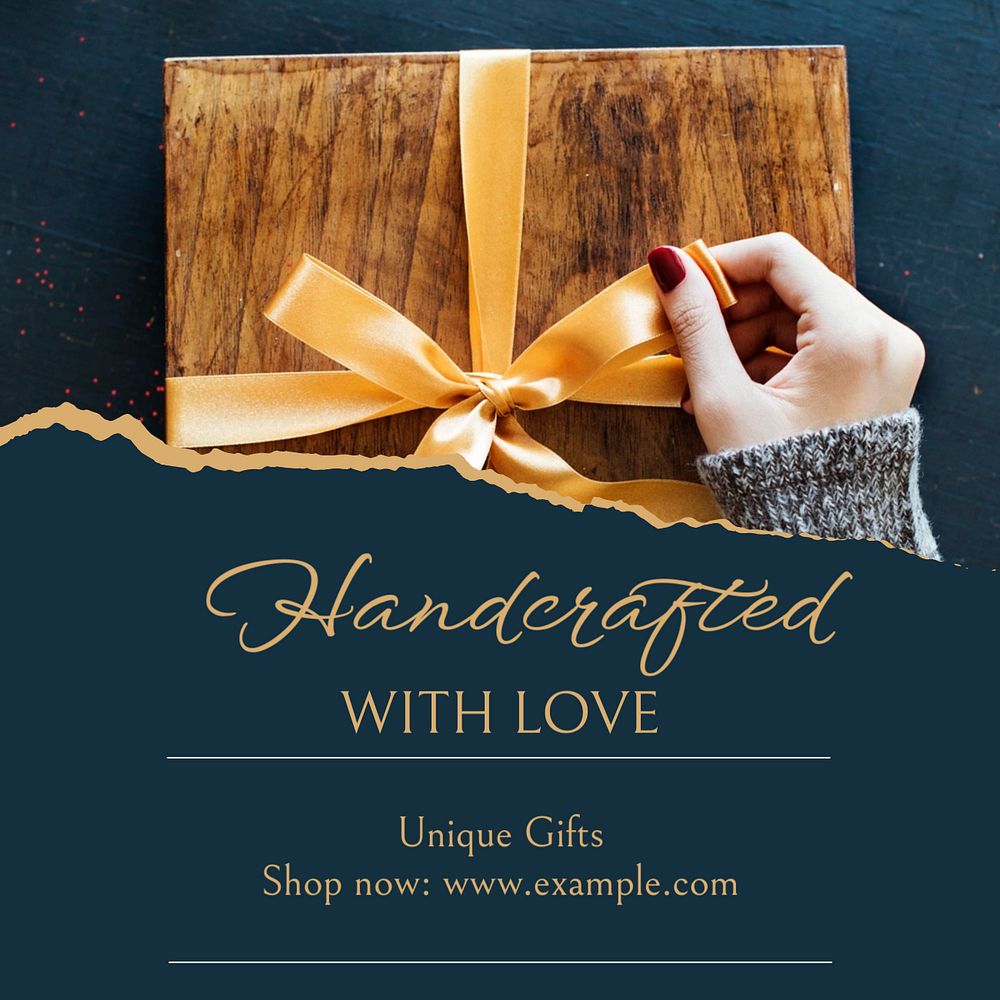 Handcrafted with love Instagram post template, editable text