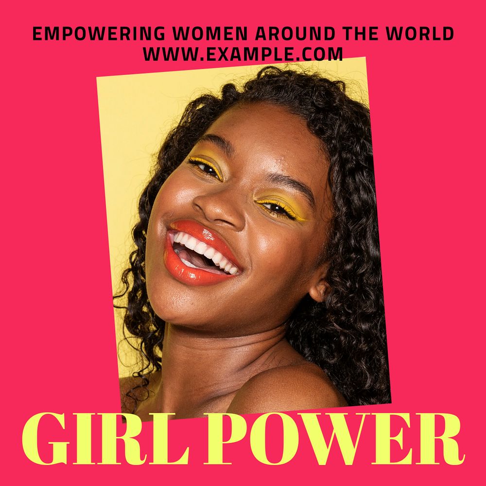 Girl power Instagram post template, editable text