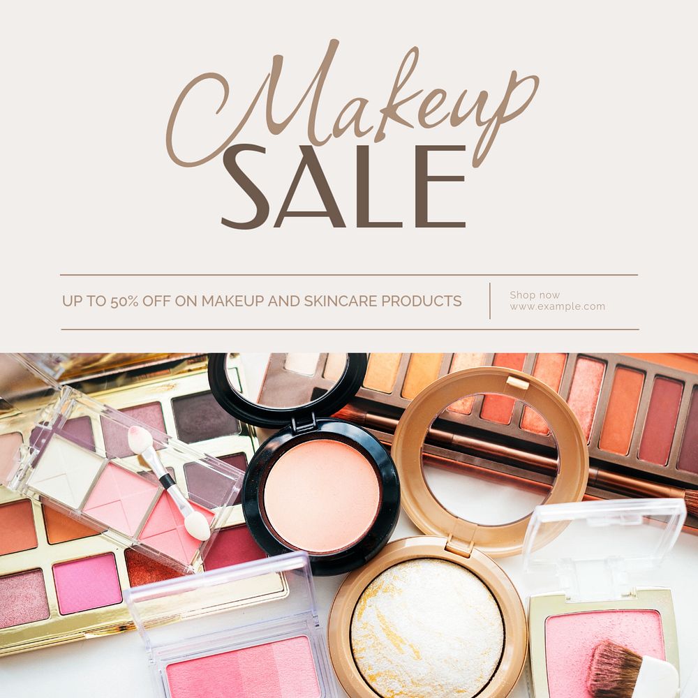 Makeup sale Instagram post template, editable text