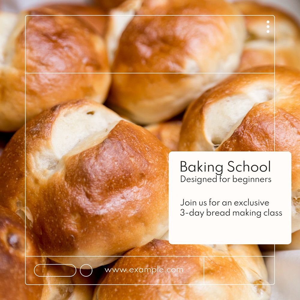 Baking class   Instagram post template, editable text