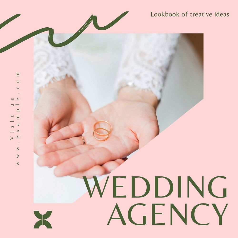 Wedding agency Instagram post template, editable text