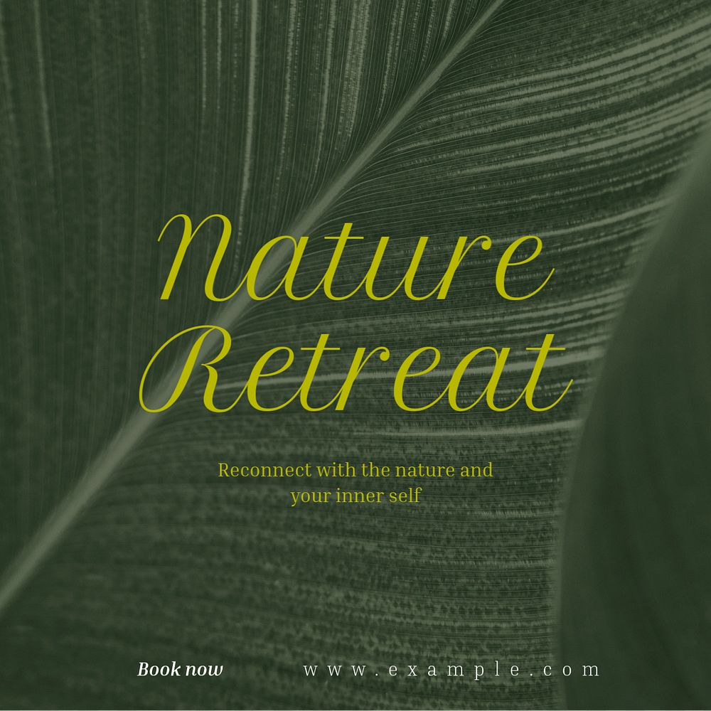 Nature retreat Instagram post template, editable text