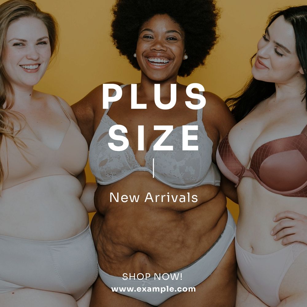 Plus size fashion Instagram post template, editable text