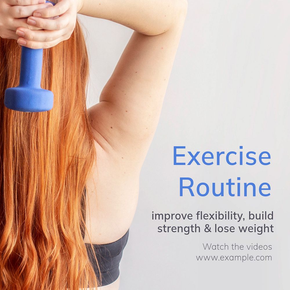 Exercise routine Instagram post template, editable text