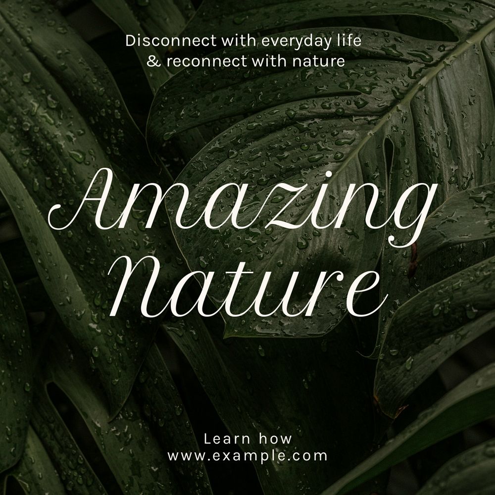 Amazing nature Instagram post template, editable text