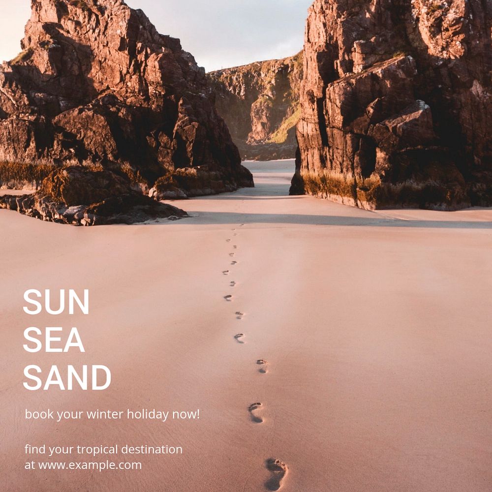 Sea, sun, sand Instagram post template, editable text