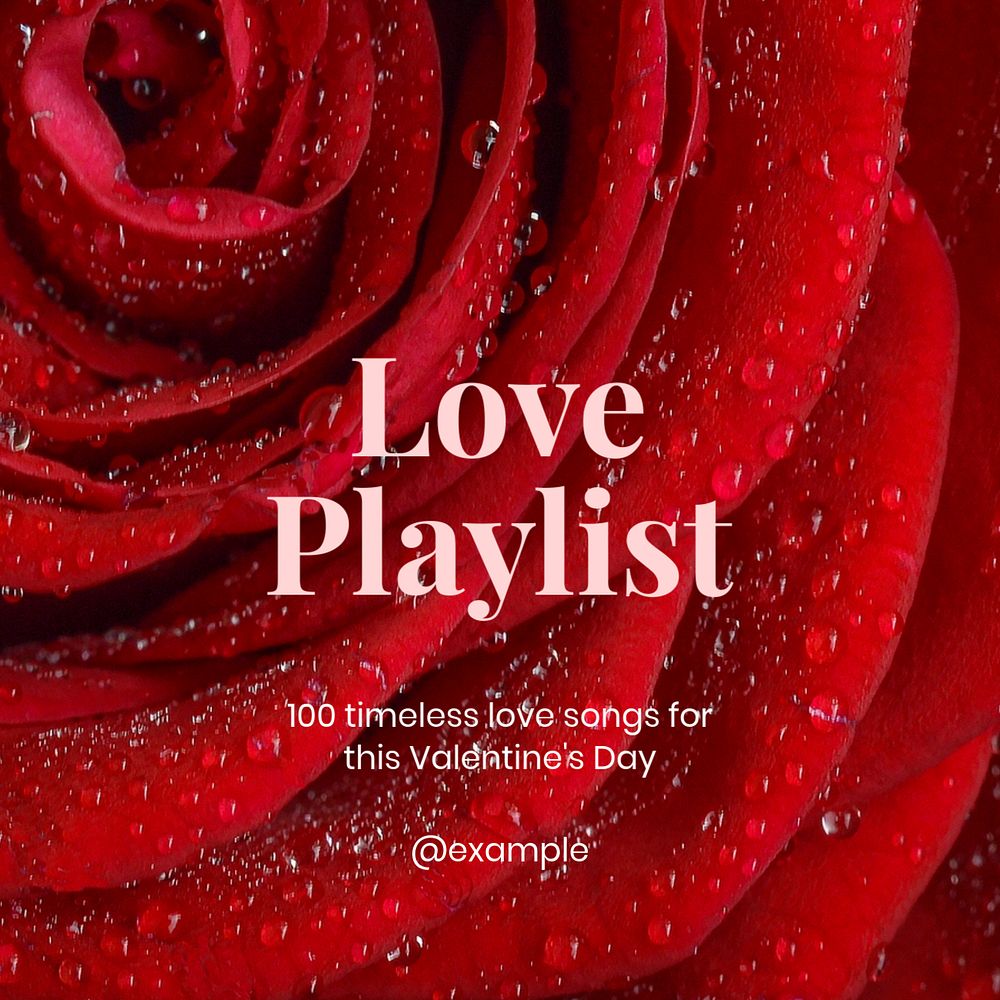 Love playlist Instagram post template, editable text