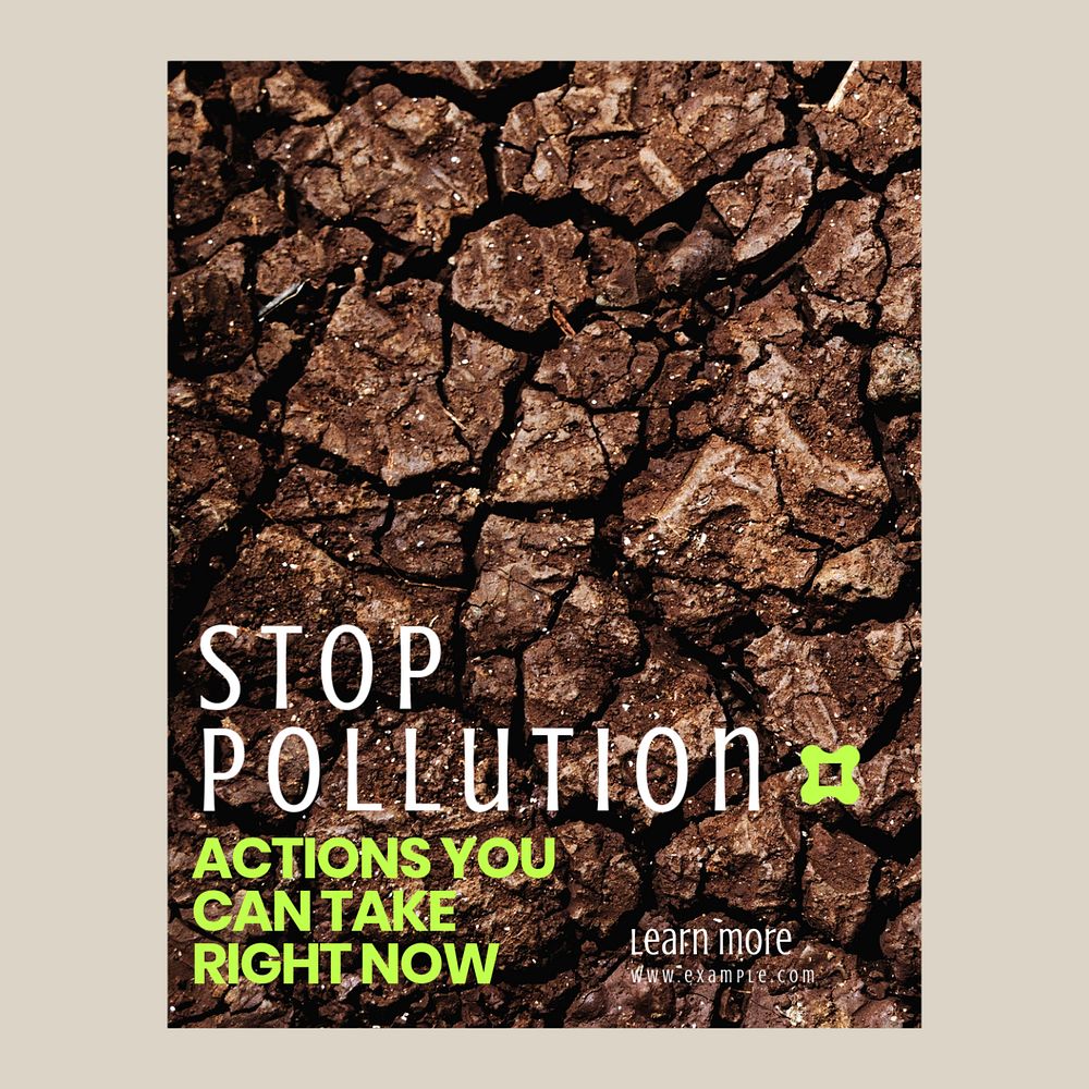 Stop pollution Instagram post template, editable text