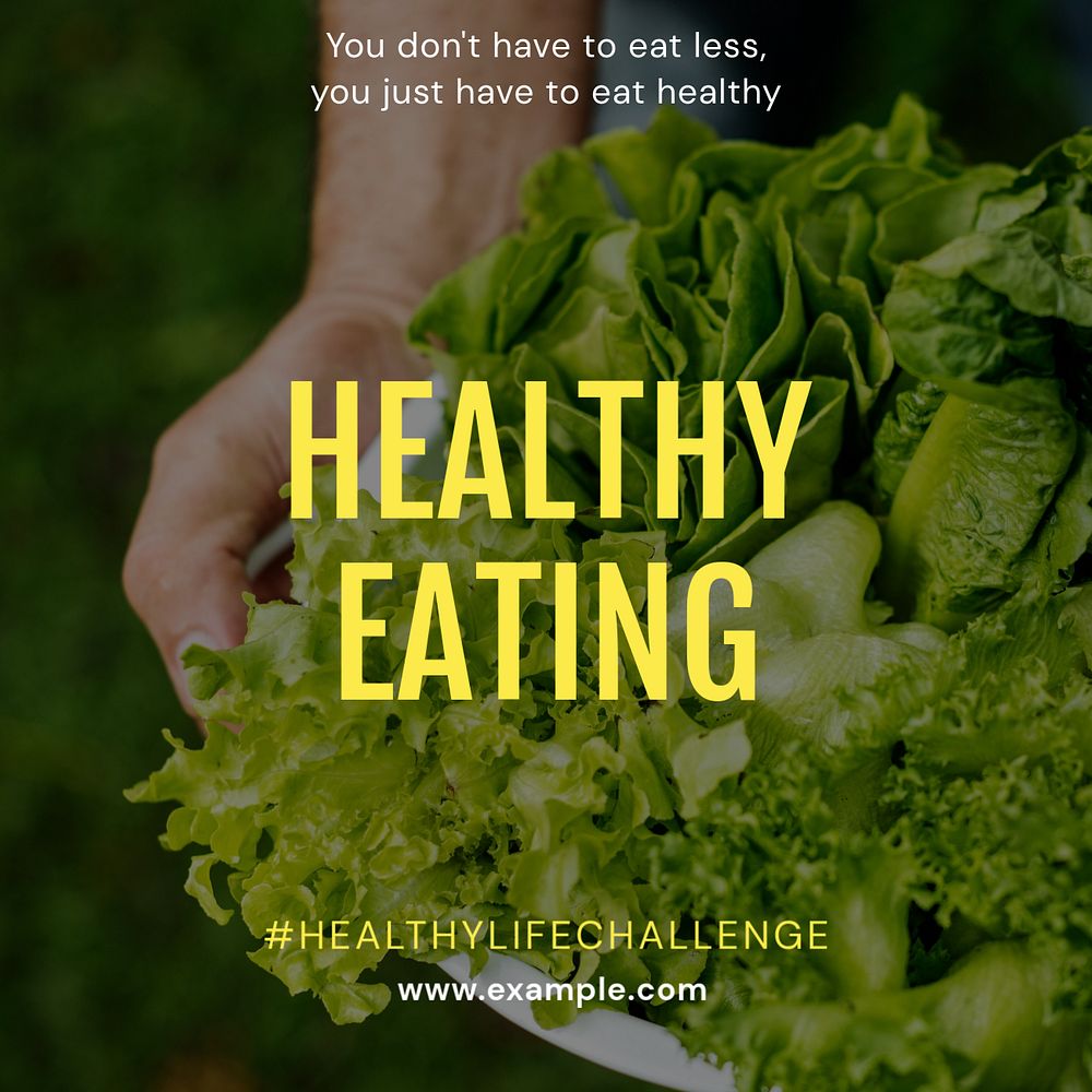 Healthy eating Instagram post template, editable text