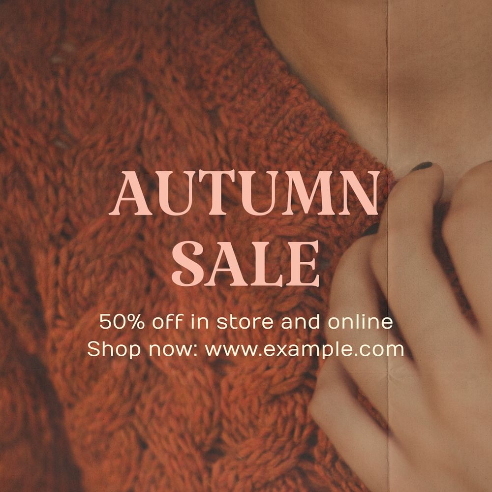 Autumn sale Instagram post template, editable text