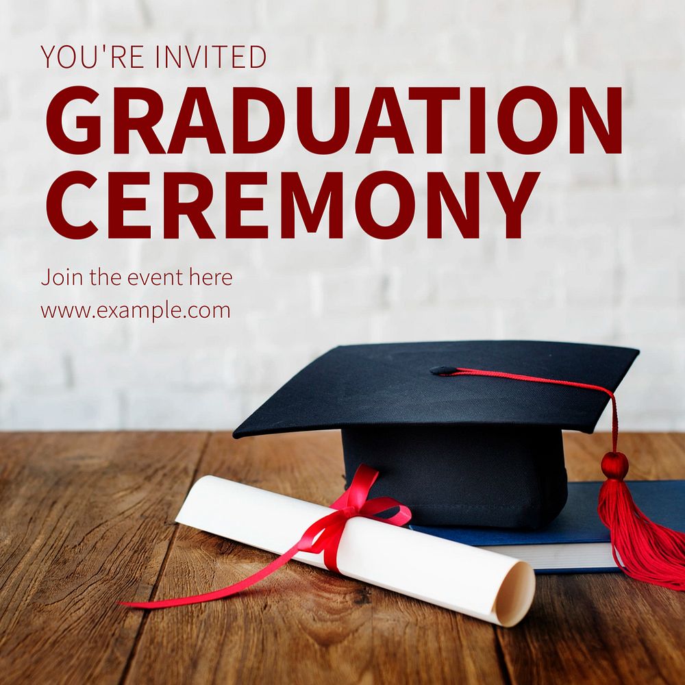 Graduation ceremony Instagram post template, editable text