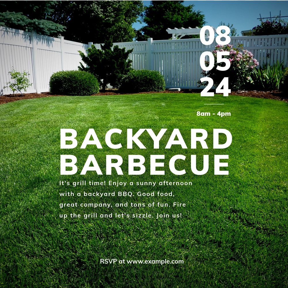 Backyard bbq Instagram post template, editable text