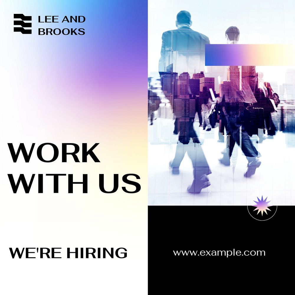 We're hiring Instagram post template, editable text