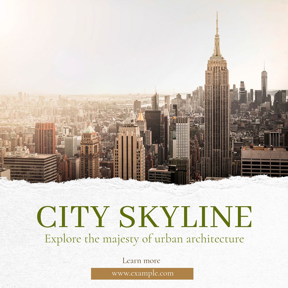 City skyline Instagram post template, editable text