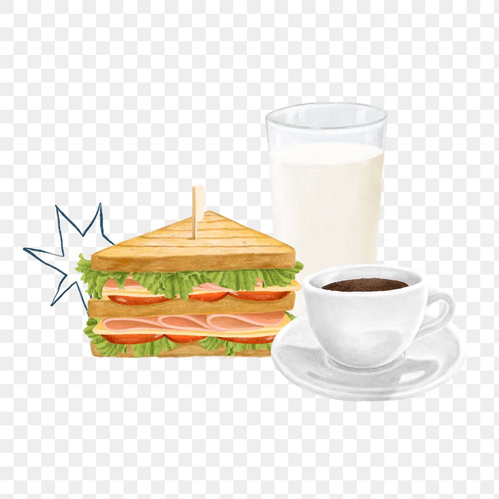 Lunch sandwich png element, aesthetic illustration, editable design