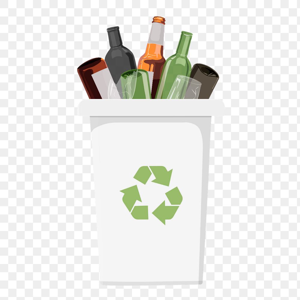 Bottles recycle bin png element, editable environment design