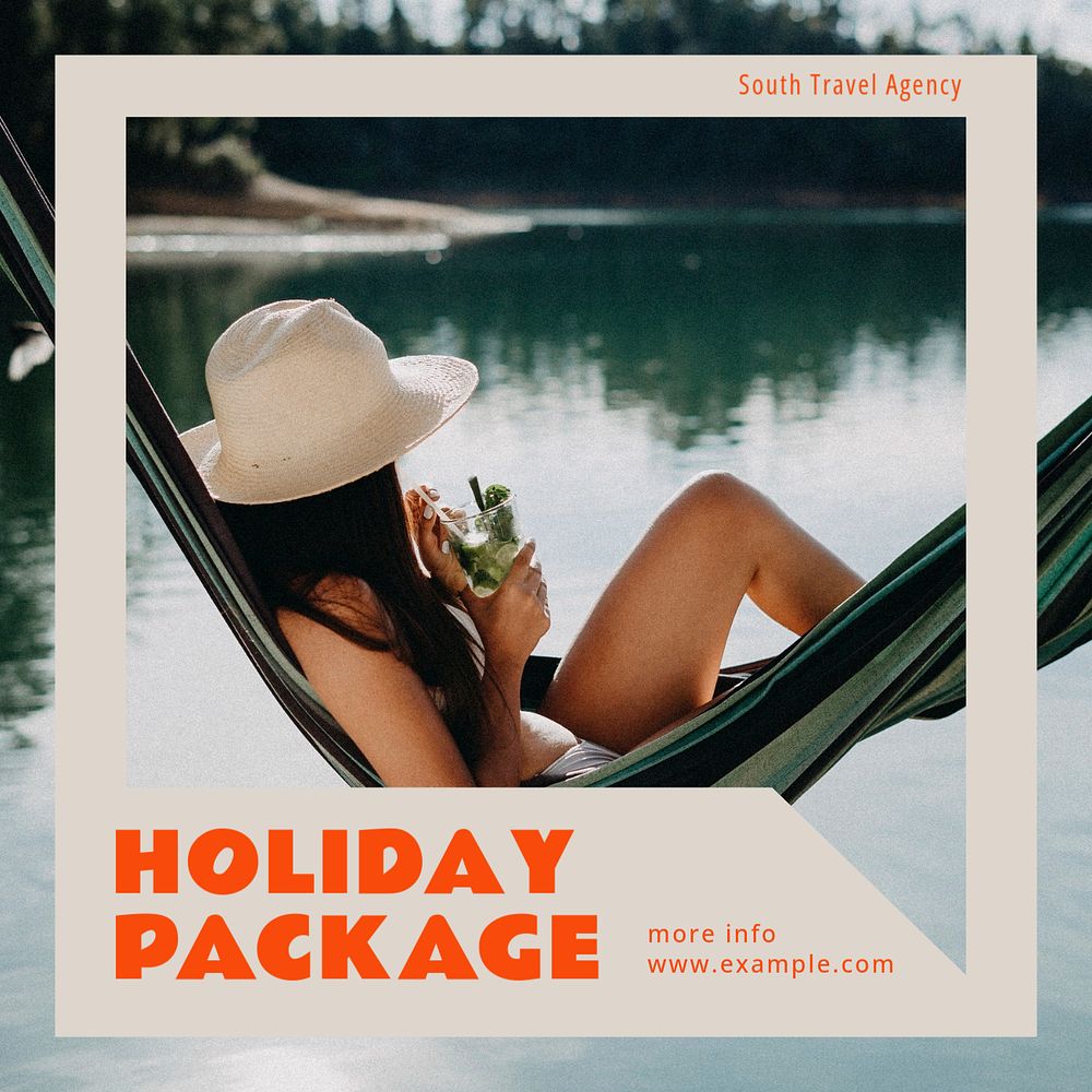 Holiday package Instagram post template, editable text