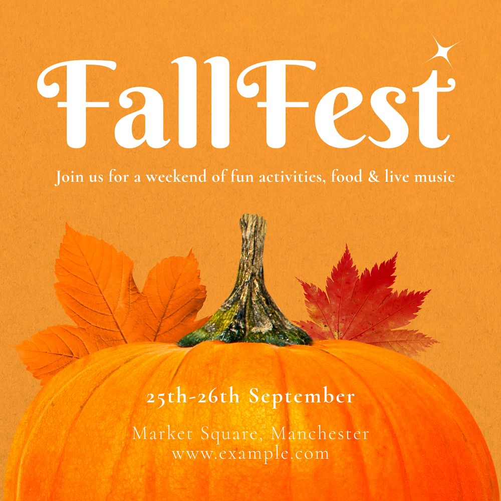 Fall festival Instagram post template, editable text