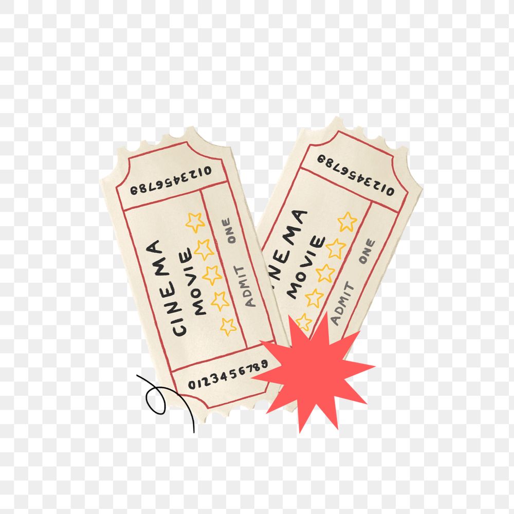 Movie ticket png element, entertainment illustration, editable design