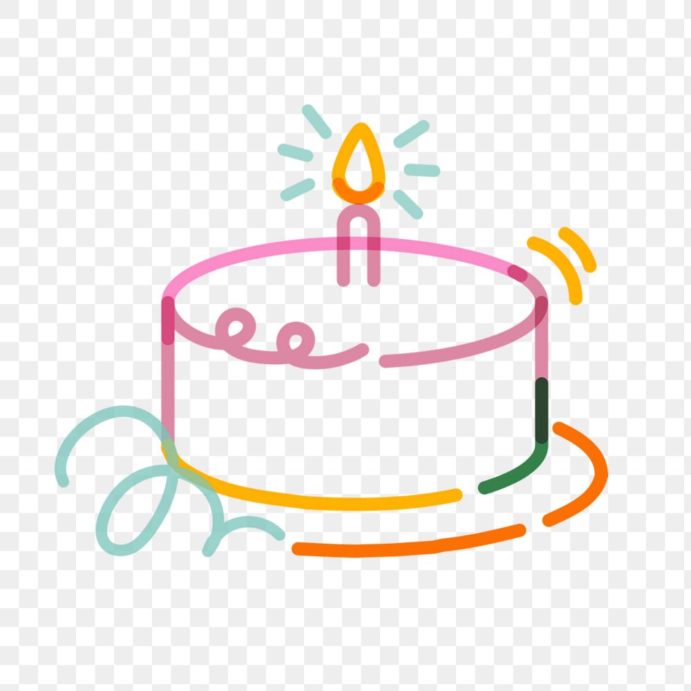 Png birthday cake doodle, transparent background, editable design