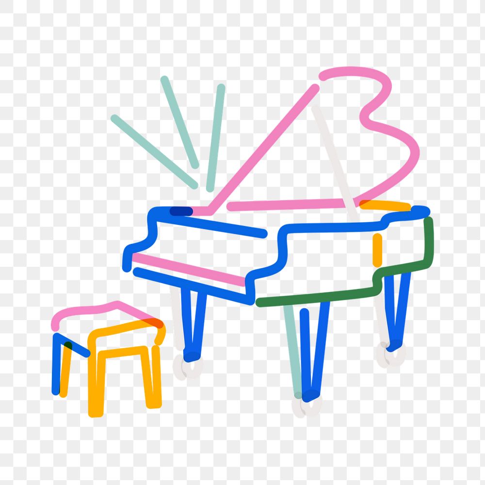 Png grand piano doodle, transparent background, editable design