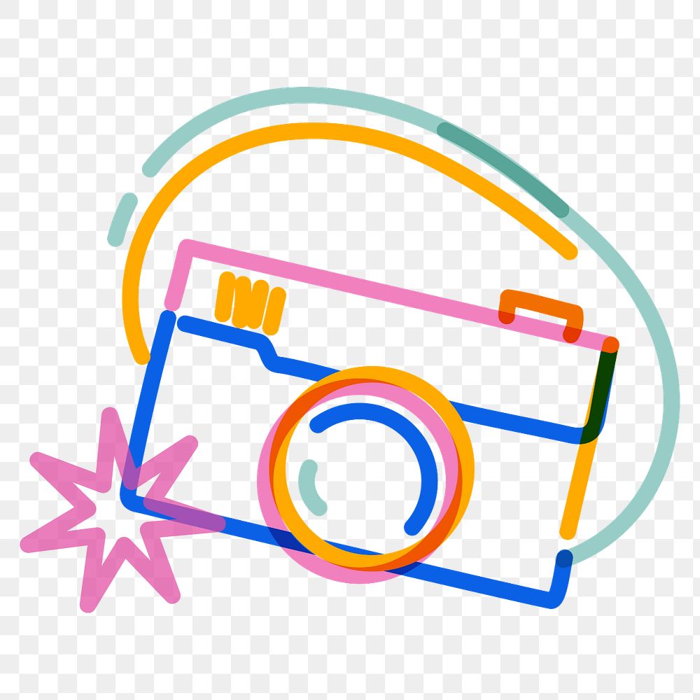 Png camera doodle remix, transparent background, editable design