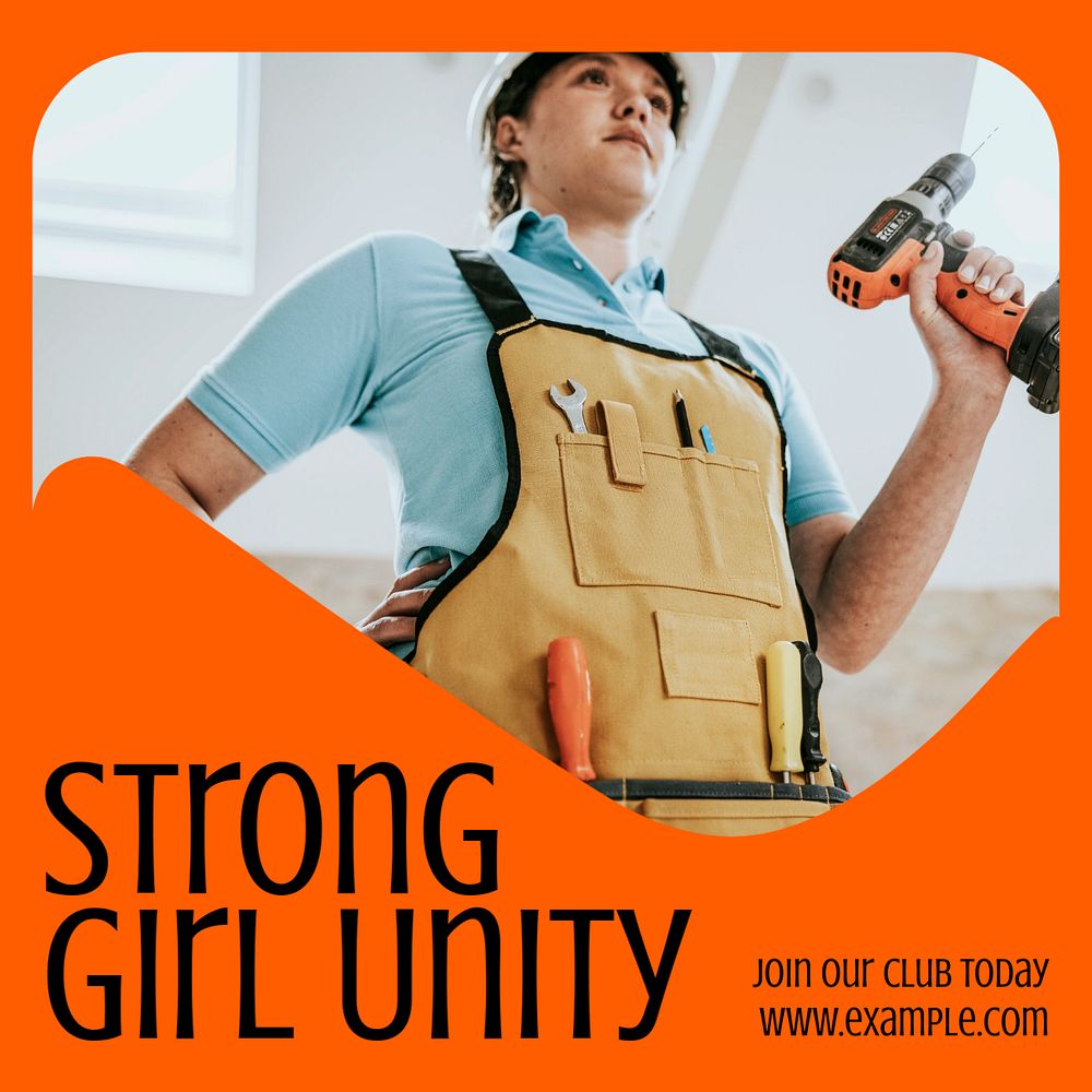 Strong girls united Instagram post template, editable text