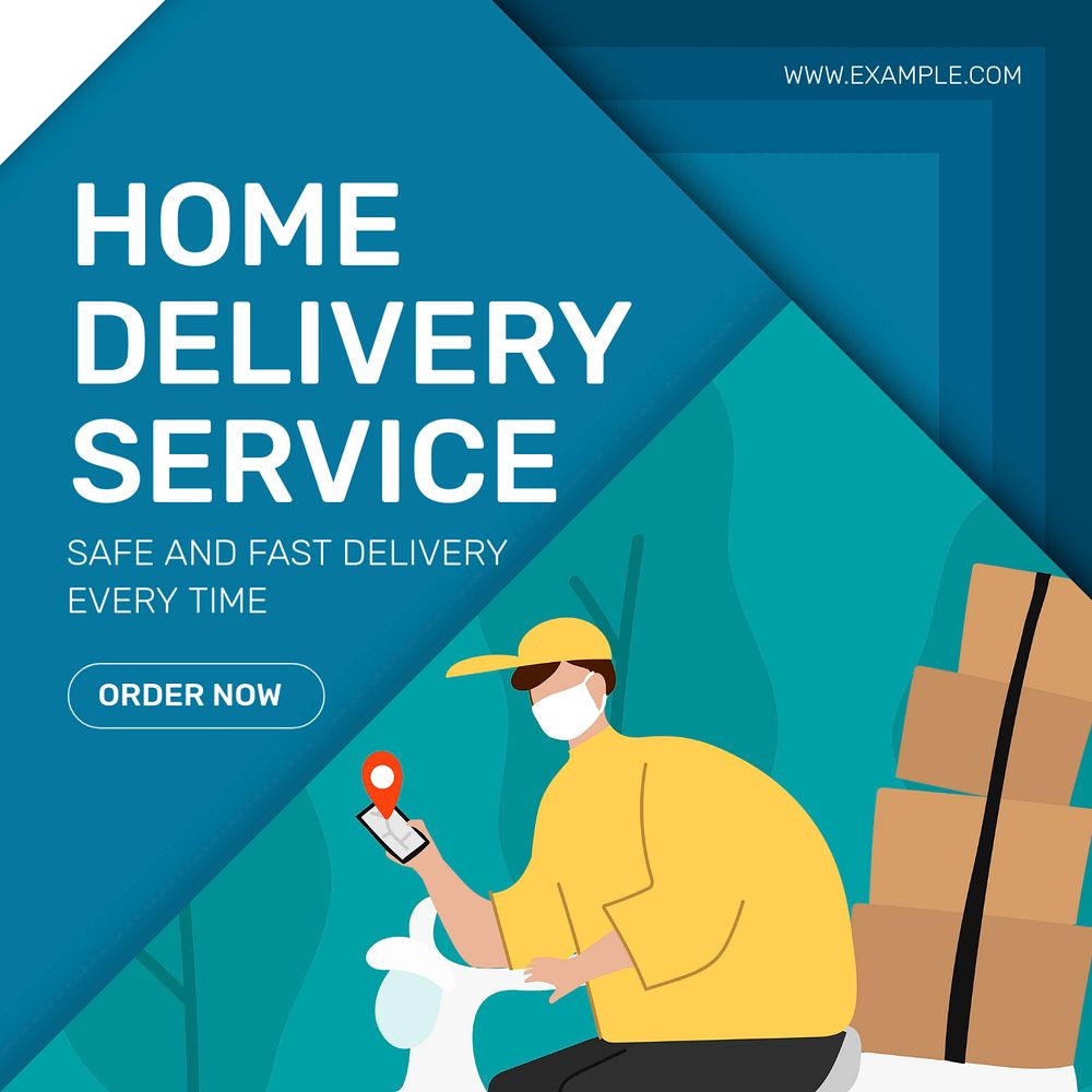 Delivery service Instagram post template, editable text