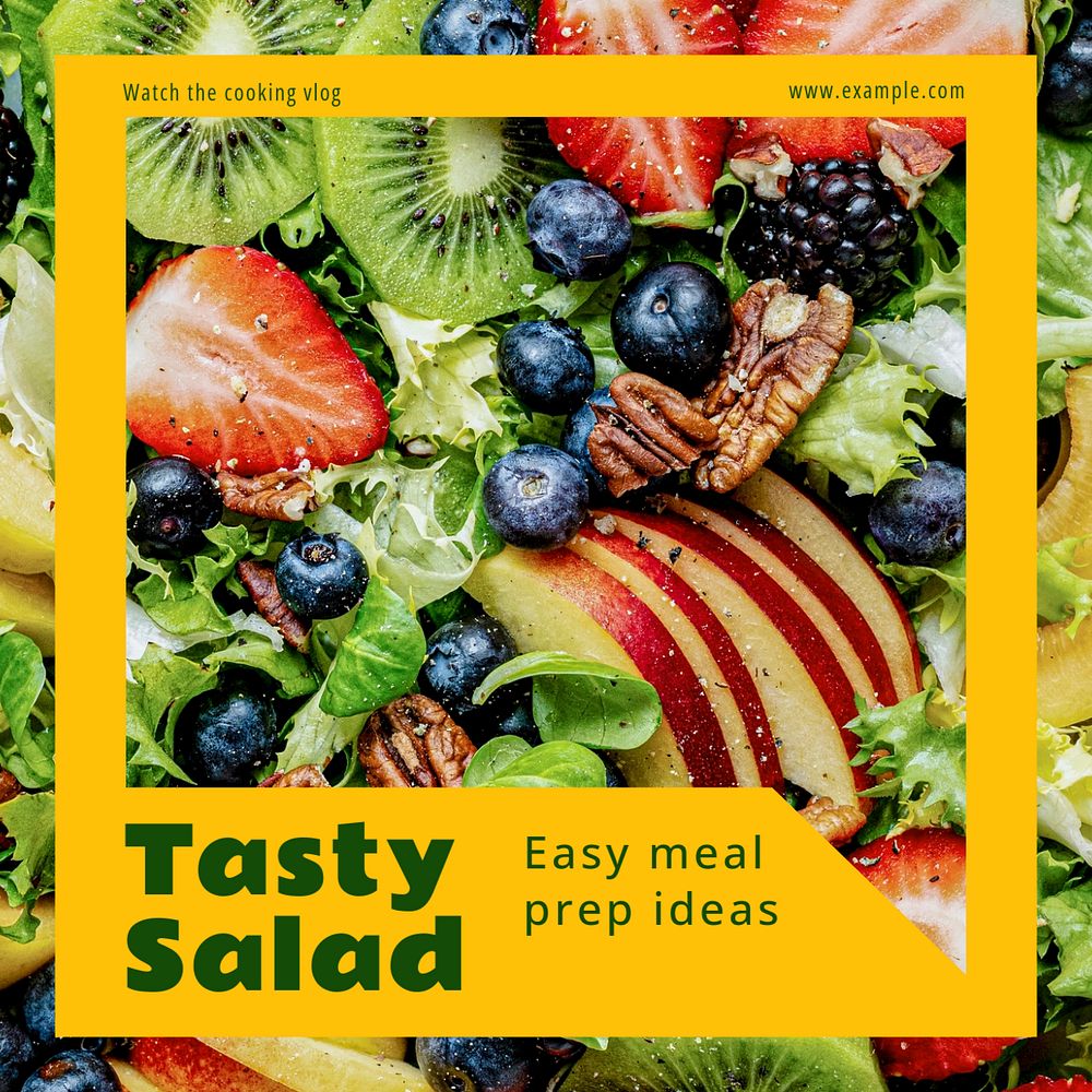 Salad prep Instagram post template, editable text