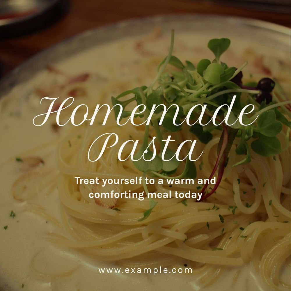 Homemade pasta  Instagram post template, editable text