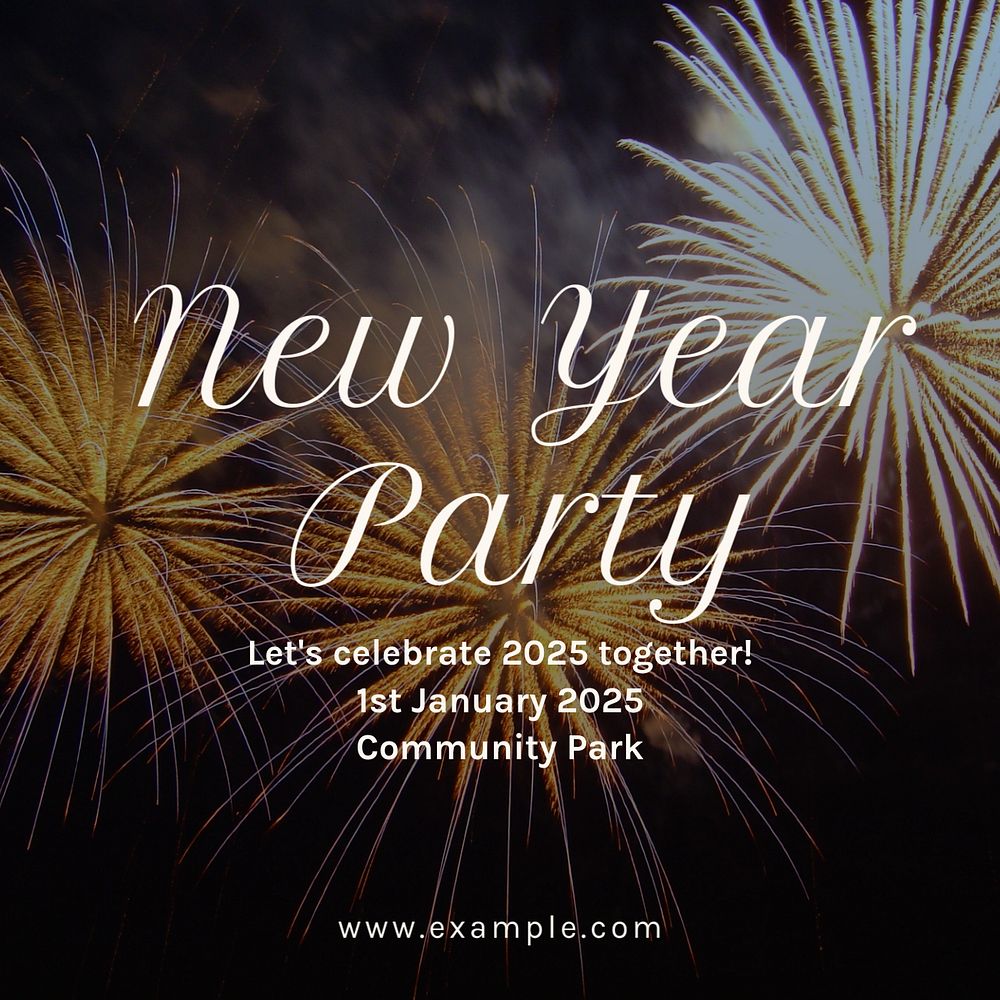 New year party  Instagram post template, editable text