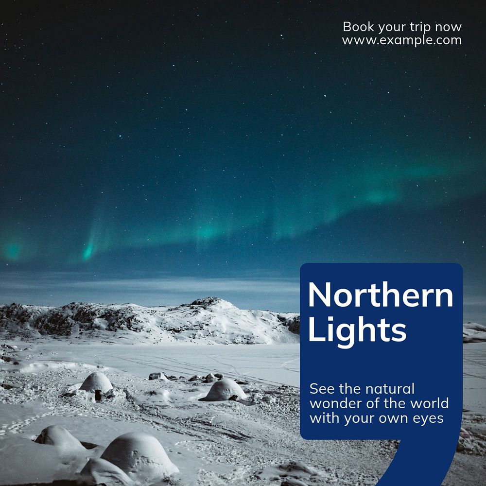 Northern Lights tour   Instagram post template, editable text