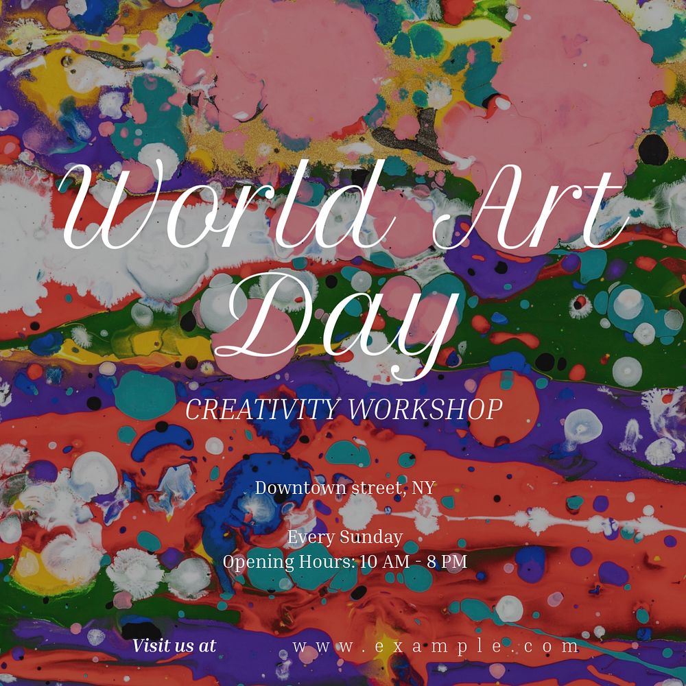 World art day  Instagram post template, editable text