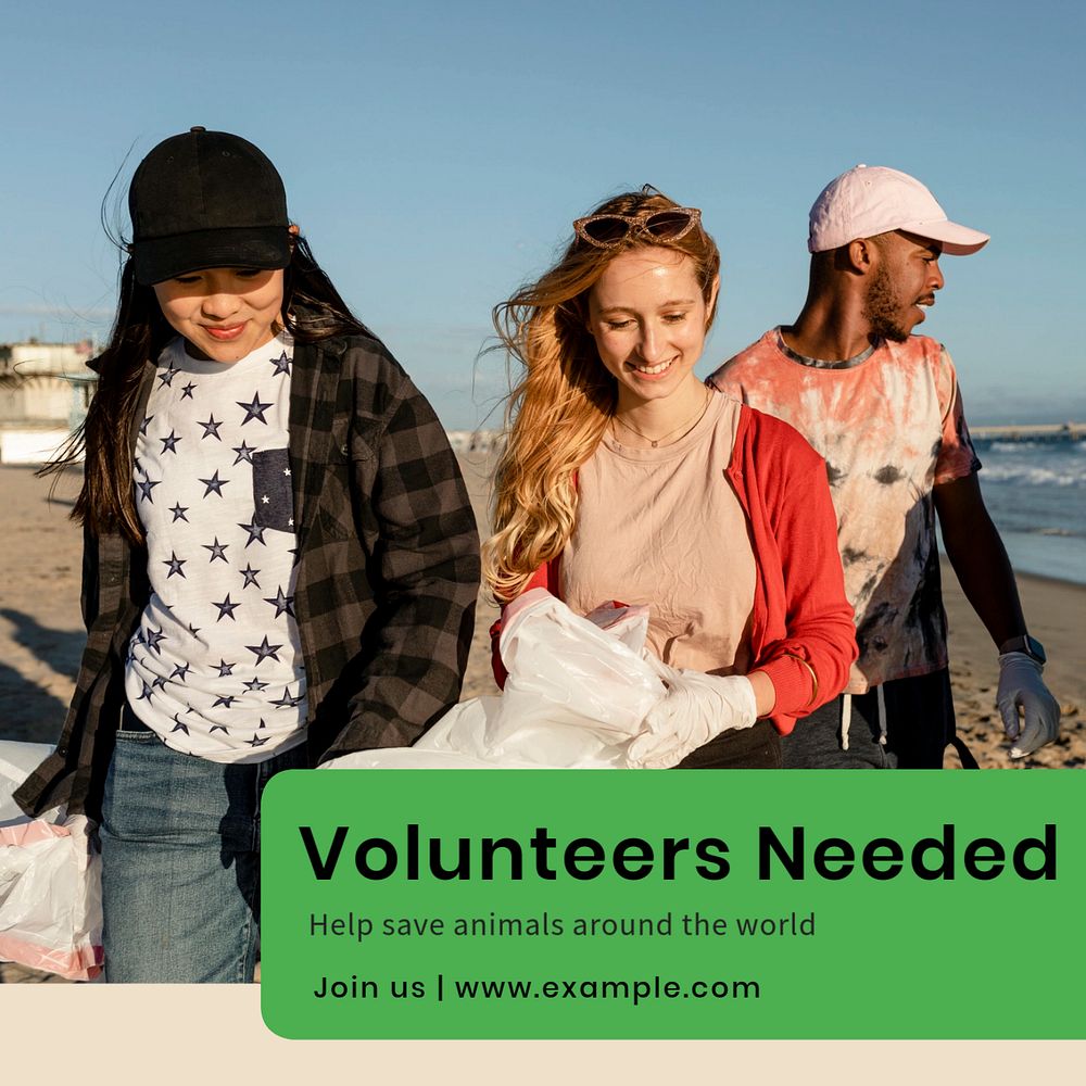 Volunteers needed  Instagram post template, editable text