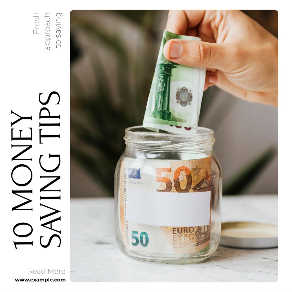 Money saving tips Instagram post template, editable text