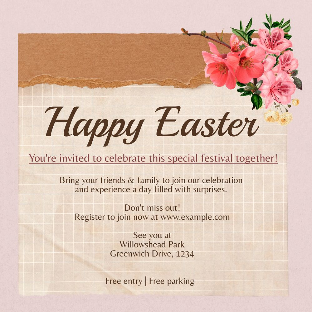 Happy Easter Instagram post template, editable design