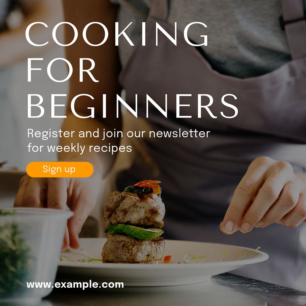 Cooking for beginners  Instagram post template, editable text