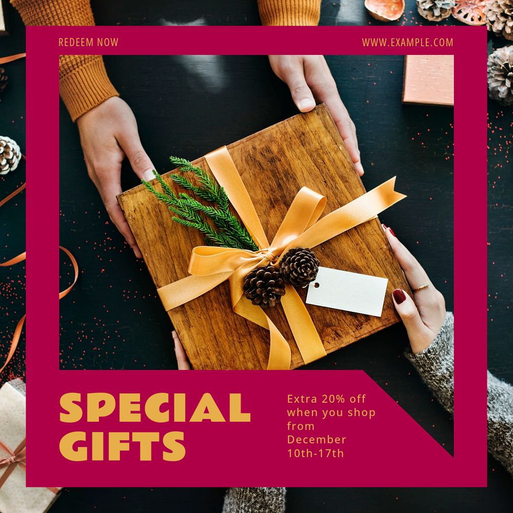 Special gifts Instagram post template, editable text