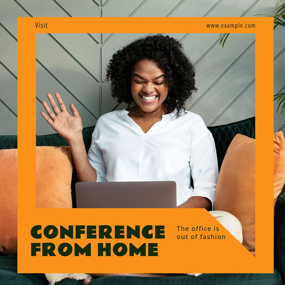 Conference from home Instagram post template, editable text