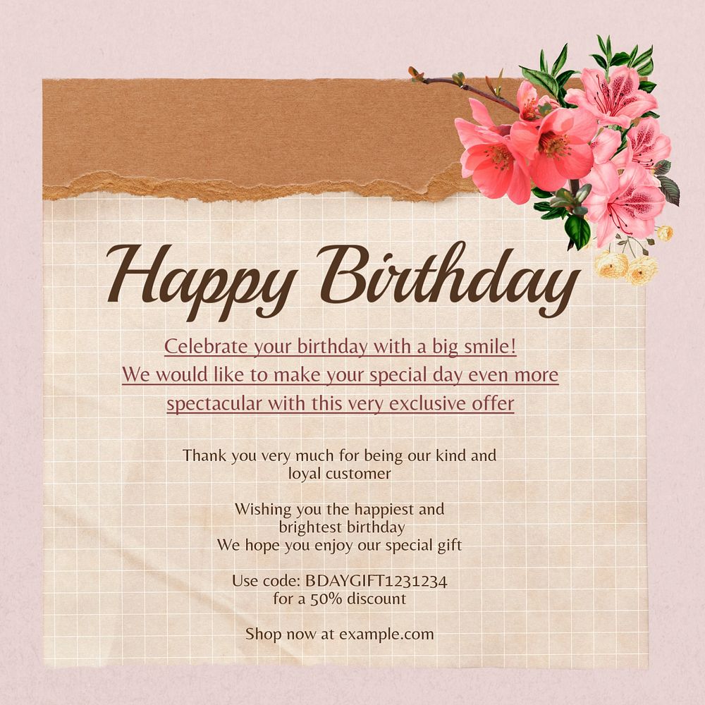 Birthday gift Instagram post template, editable design