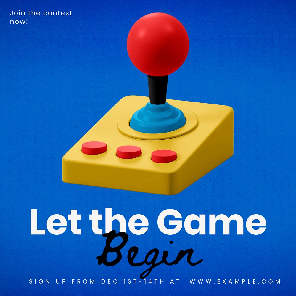 Game contest Instagram post template, editable text