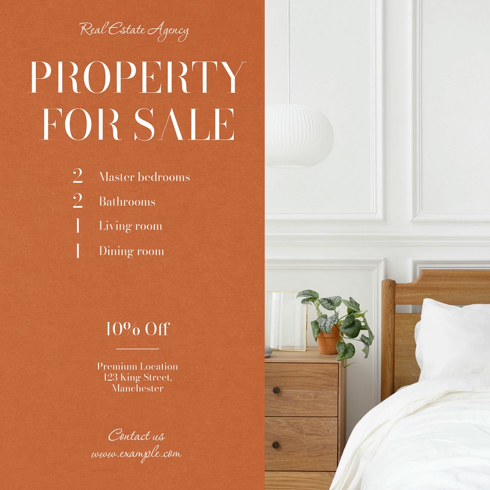 Property sale  Instagram post template, editable text